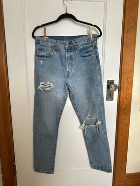Levi's 501 Light Blue Distressed Jeans